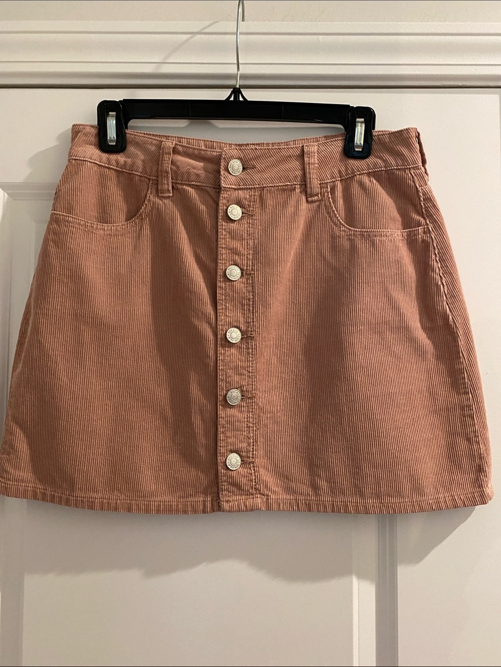 PacSun Pink Corduroy Button-Front Mini Skirt